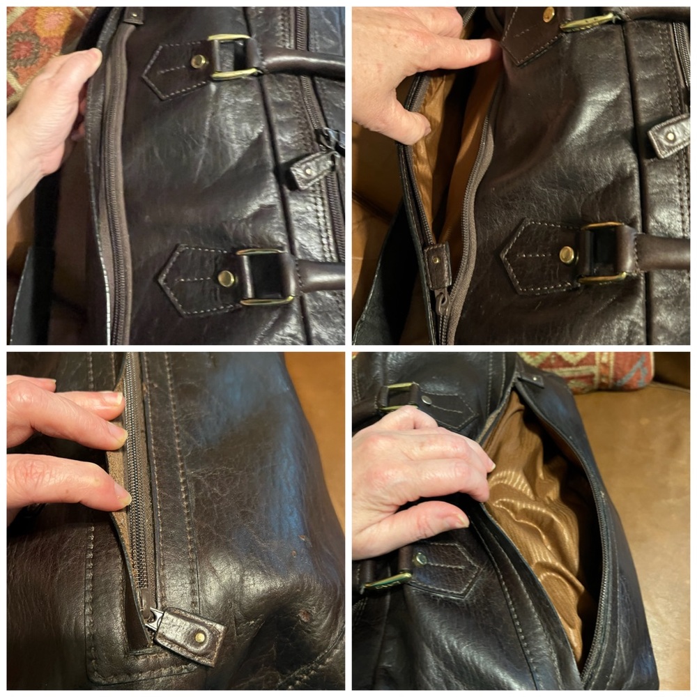 LAND Leather Large Bag Overnight Travel Duffel - Picture 9 of 14